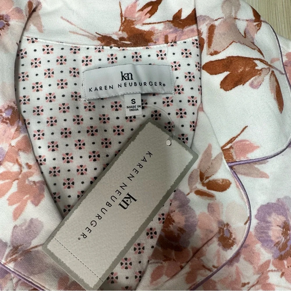 Karen Neuburger Women's Pajama Set‎ RLK0336 Natural Floral 2PC NWT Size Small